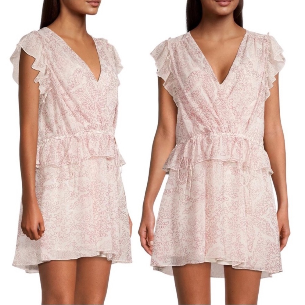 NWOT Ted Baker Evelyna Ruffle‎ Mini Dress in Printed Coral Ivory Ted Size 2 med